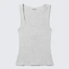 Slim Square Neck Ribbed Tank Top – Grey Melange