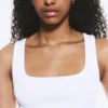 Slim Square Neck Ribbed Tank Top – White