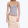 Slim Strap Tank Top – Blue/Pink Multistripe