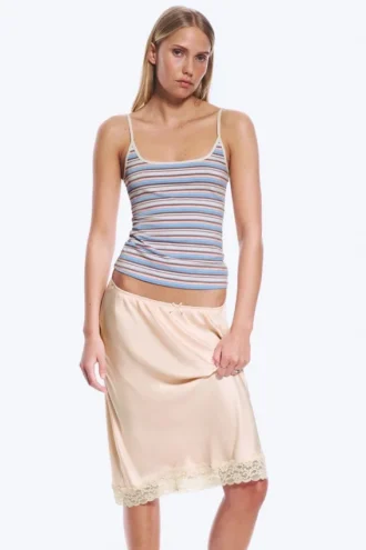 Slim Strap Tank Top – Blue/Pink Multistripe