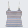Slim Strap Tank Top – Blue/Pink Multistripe