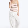 Slim Strap Tank Top – Pink/Brown Stripe
