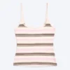 Slim Strap Tank Top – Pink/Brown Stripe