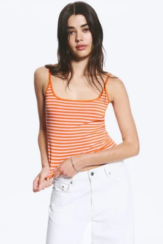 Slim Strap Tank Top – Striped Pink/Orange