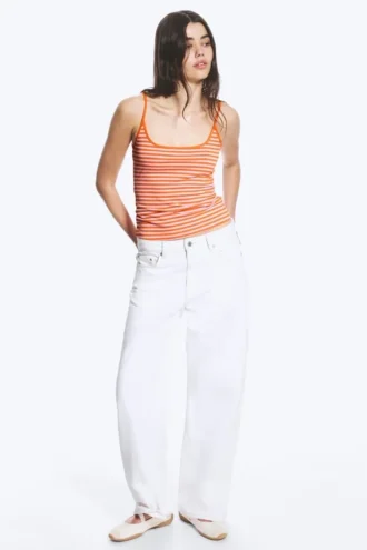 Slim Strap Tank Top – Striped Pink/Orange
