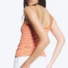 Slim Strap Tank Top – Striped Pink/Orange
