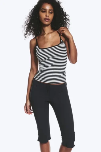 Slim Strap Tank Top – White & Black Stripes
