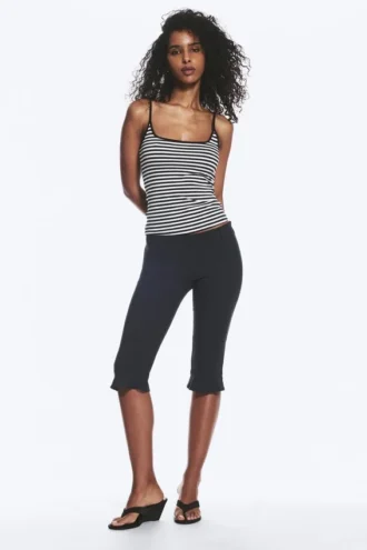 Slim Strap Tank Top – White & Black Stripes