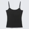 Slim Strappy Tank Top – Black