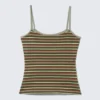 Slim Strappy Tank Top – Brown Multi Striped