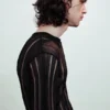 Slim Tear-Knit Long-Sleeved T-Shirt – Black