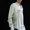 Slim Tie Detail Lyocell Shirt – Light Dusty Mole