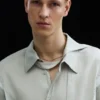 Slim Tie Detail Lyocell Shirt – Light Dusty Mole