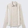 Slim Tie Detail Lyocell Shirt – Light Dusty Mole