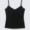 Slim V-Neck Cotton Singlet – Black