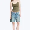 Slim V-Neck Cotton Singlet – Dusty Khaki Green