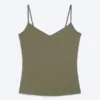 Slim V-Neck Cotton Singlet – Dusty Khaki Green