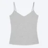 Slim V-Neck Cotton Singlet – Light Dusty Grey Melange