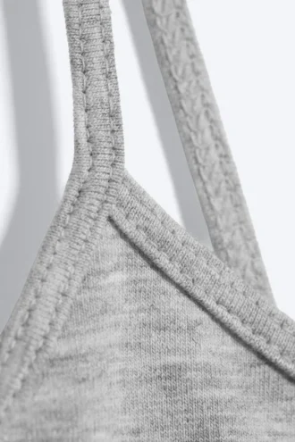 Slim V-Neck Cotton Singlet – Light Dusty Grey Melange