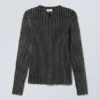 Slim V-Neck Knitted Sweater – Washed Black
