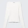 Slim V-Neck Long-Sleeved Top – Off-White