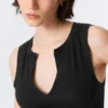 Slim V-Neck Sleeveless Top – Black