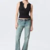 Slim V-Neck Sleeveless Top – Black