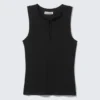 Slim V-Neck Sleeveless Top – Black