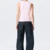 Slim V-Neck Sleeveless Top – Light Pink