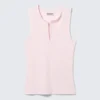 Slim V-Neck Sleeveless Top – Light Pink