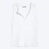 Slim V-Neck Sleeveless Top – White
