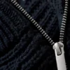 Slim Zip-Sleeve Wool Sweater – Navy Blue
