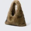 Slouchy Faux Fur Shoulder Bag – Beige