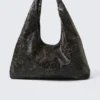 Slouchy Faux Leather Shoulder – Cracked Black