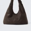 Slouchy Faux Leather Shoulder – Dark Brown