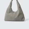 Slouchy Faux Leather Shoulder – Dusty Grey