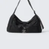 Small Slouched Clasp Shoulder Bag – Black