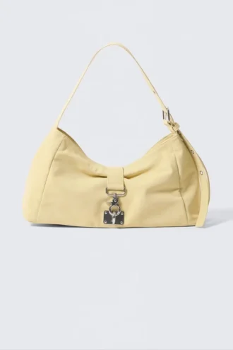 Small Slouched Clasp Shoulder Bag – Light Yellow