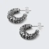 Smashed Chunky Hoop Earrings – Silver