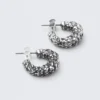 Smashed Chunky Hoop Earrings – Silver