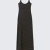 Smooth Strap Maxi Dress – Dark Mole & Black Stripes