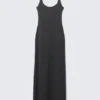 Smooth Strap Maxi Dress – Off-Black