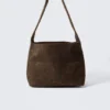 Soft Canvas Shoulder Bag – Dark Brown
