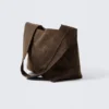 Soft Canvas Shoulder Bag – Dark Brown