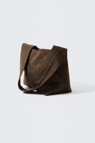 Soft Canvas Shoulder Bag – Dark Brown