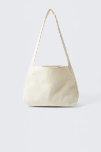 Soft Canvas Shoulder Bag – Light Beige
