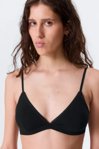 Soft Cotton Triangle Bra – Black