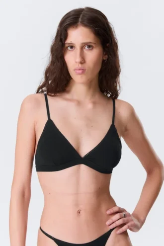 Soft Cotton Triangle Bra – Black