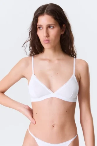 Soft Cotton Triangle Bra – White