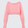 Soft Cropped Pyjama Sweater – Pink
